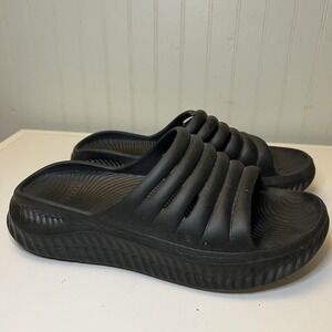 Kuailu Women's 8.5 Recovery Slides Sandals Black Cushioned Running Arch Support